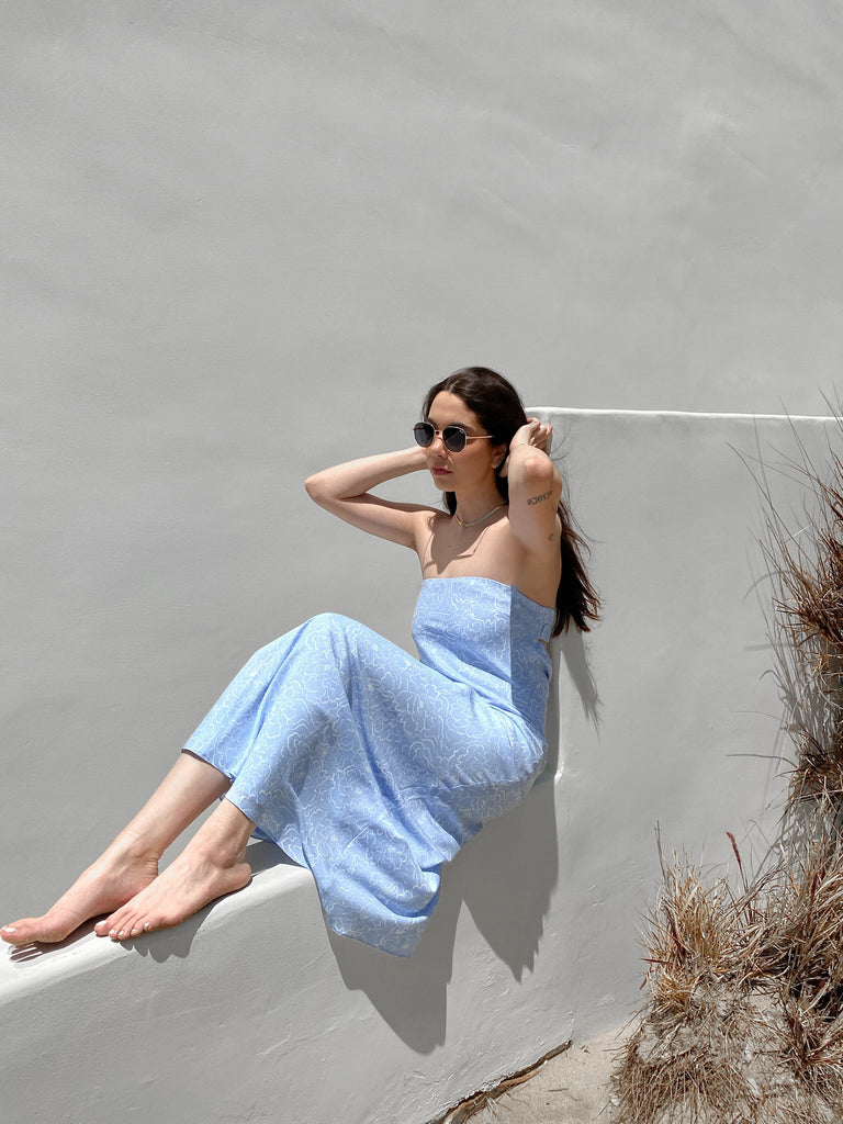 Samantha Maxi Dress in Baby Blue Floral