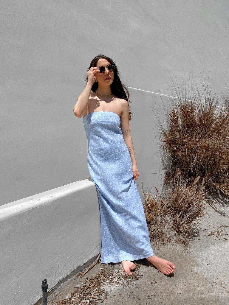 Samantha Maxi Dress in Baby Blue Floral