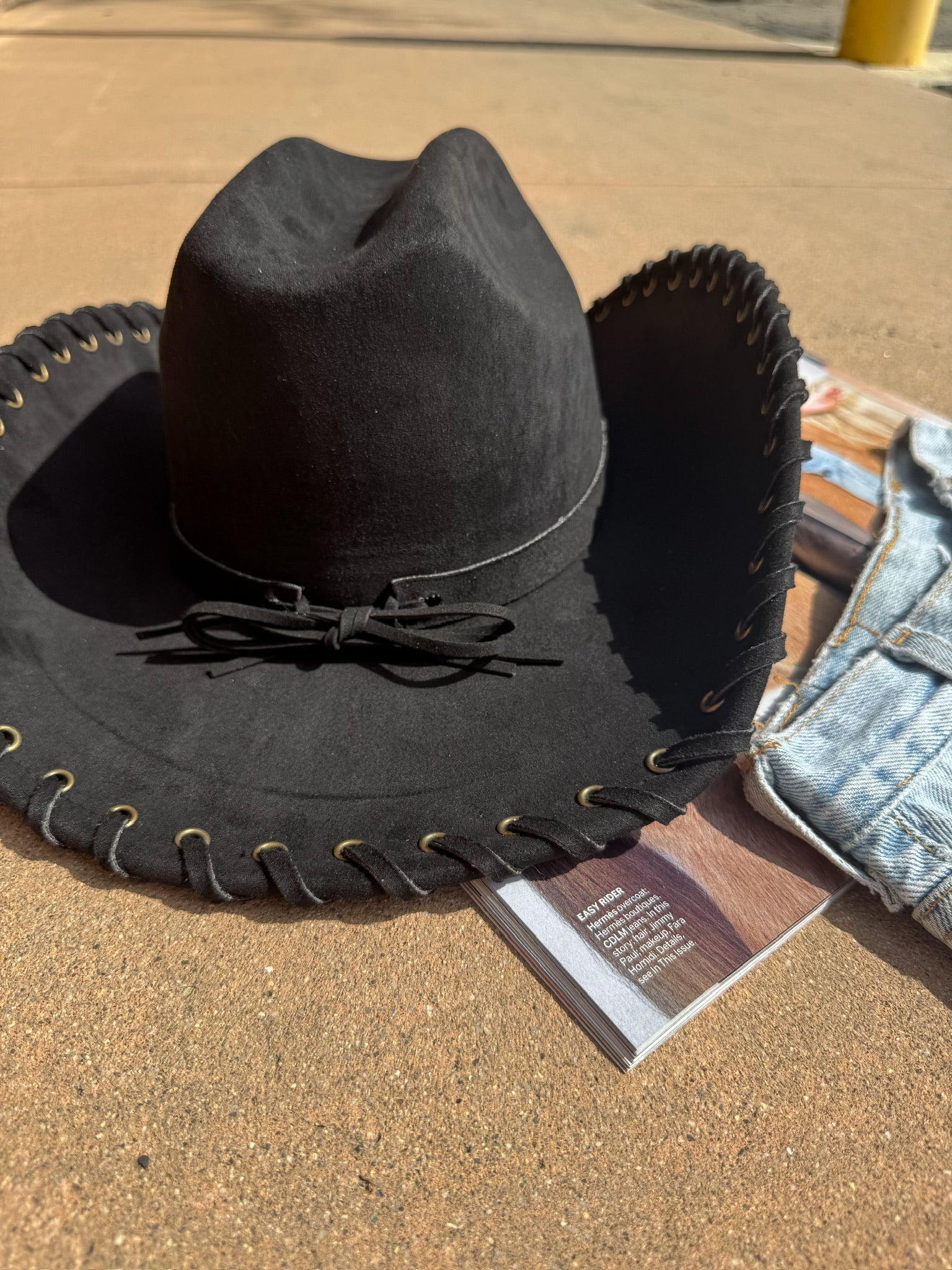 Saddle Up Braided Trim Cowboy Hat in Black | Rebel Violet display picture 2