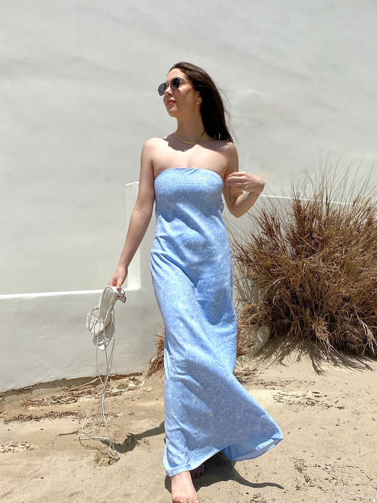 Samantha Maxi Dress in Baby Blue Floral