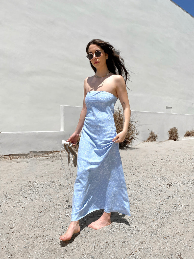 Samantha Maxi Dress in Baby Blue Floral