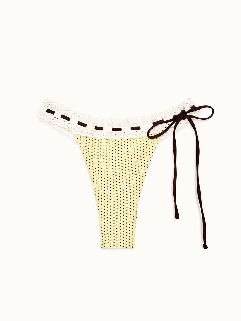 Lacey Micro Bikini Bottom in Lemon Dot by FRANKIES BIKINIS