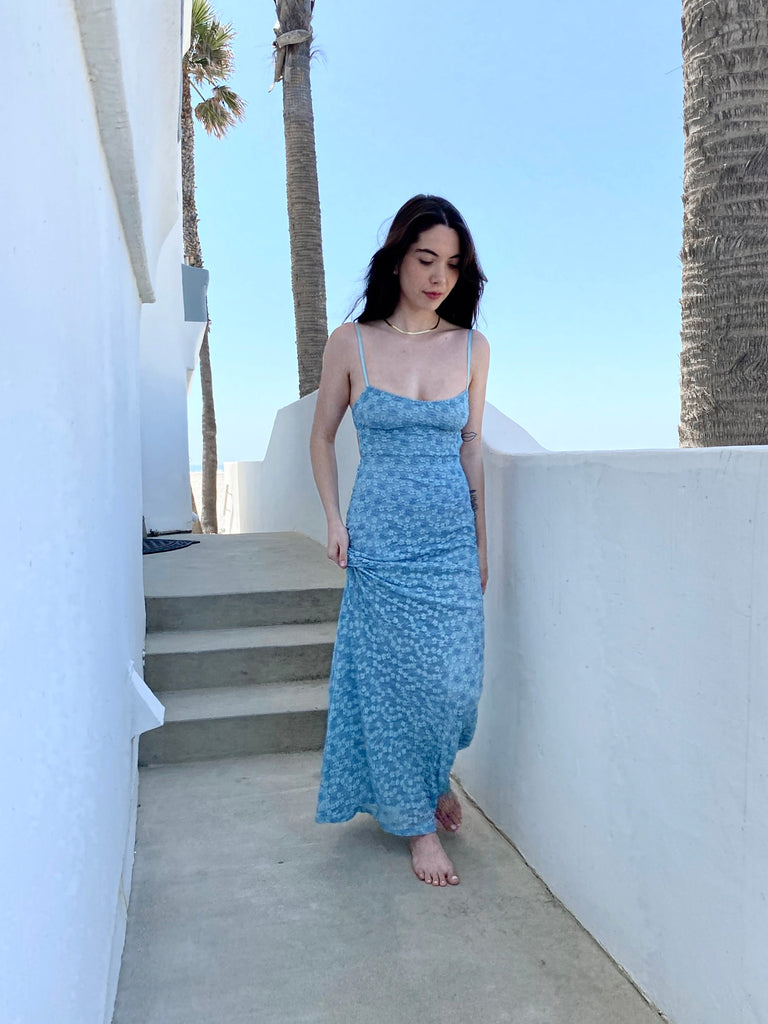 Fall into Place Maxi Dress in Blue