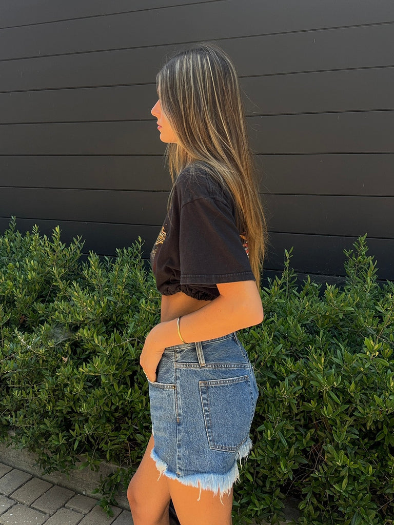 House of Thunder Harley Scrunch Crop Tee