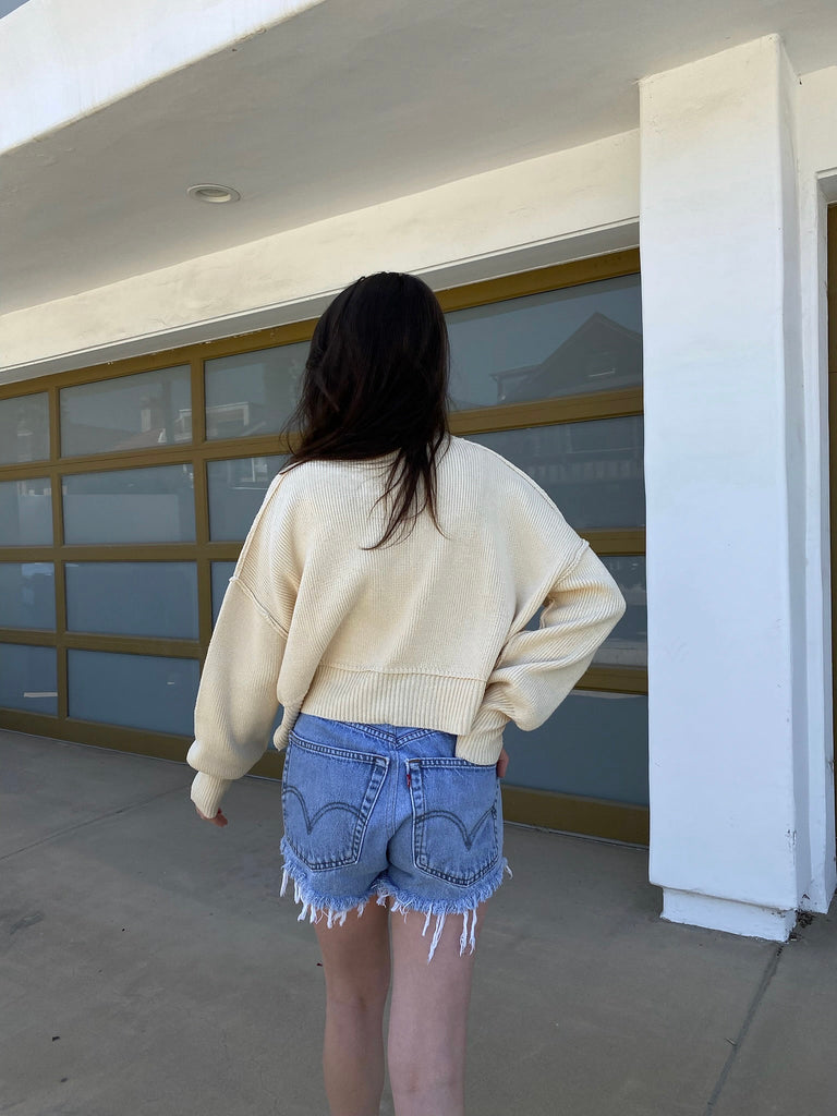 Tate Cropped Sweater in Butter