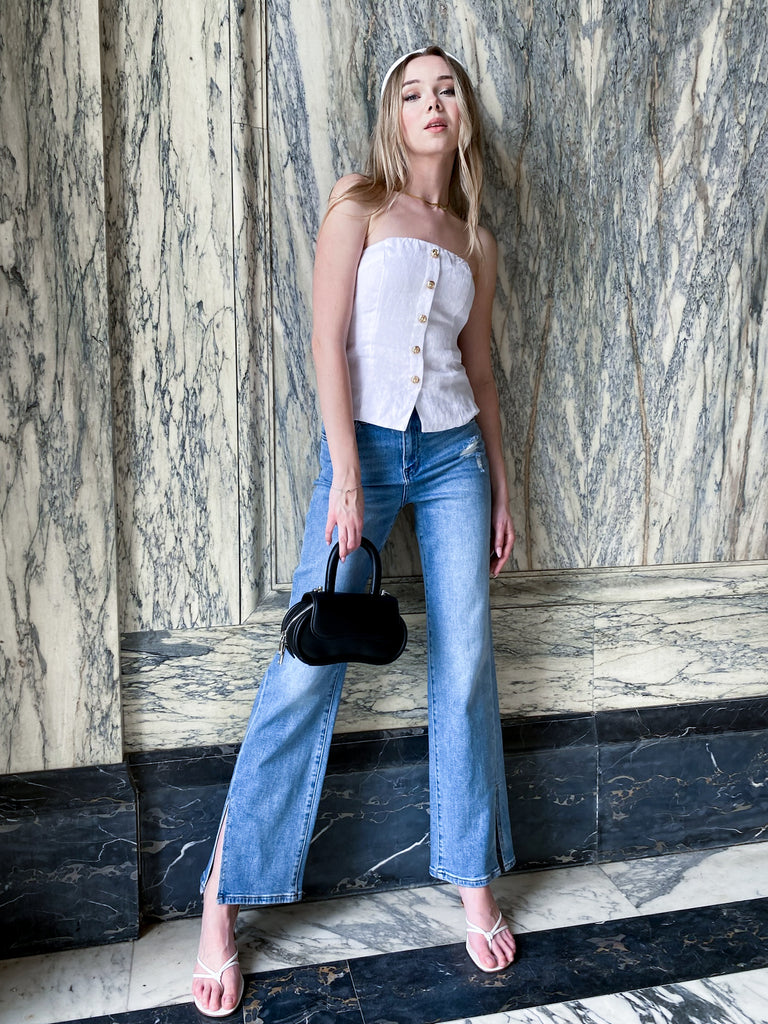Leslie 90's High Rise Side Slit Jeans