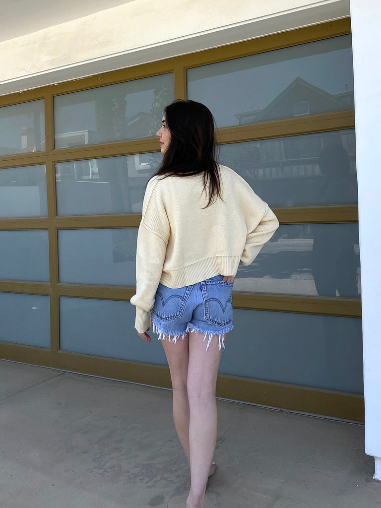 Tate Cropped Sweater in Butter