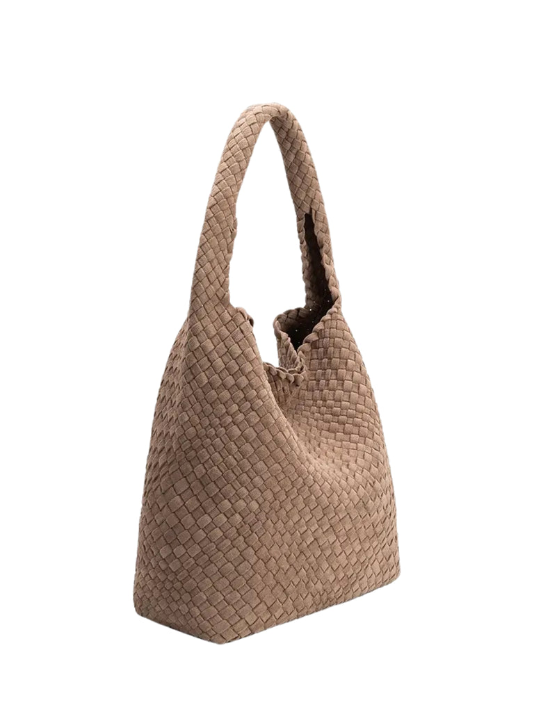 Johanna Vegan Shoulder Bag in Clay Suede