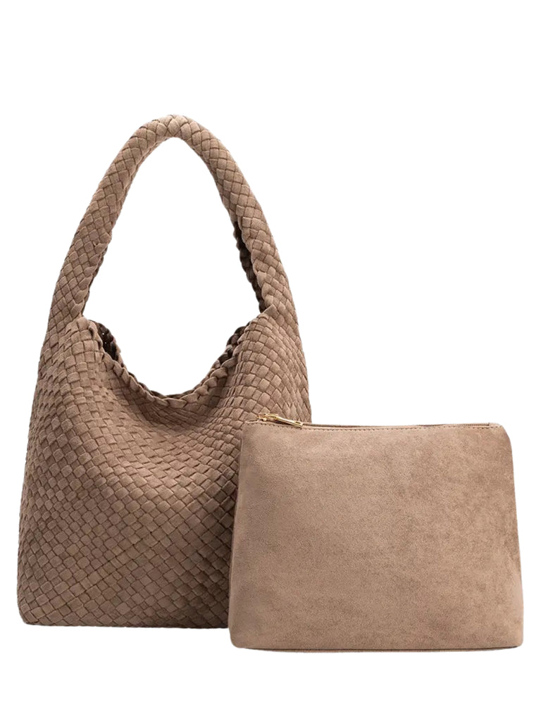 Johanna Vegan Shoulder Bag in Clay Suede