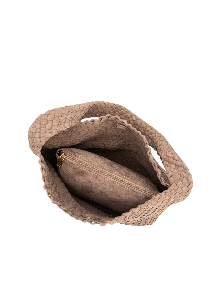 Johanna Vegan Shoulder Bag in Clay Suede