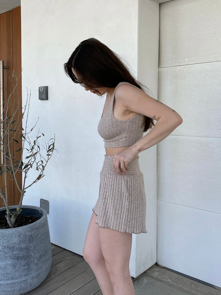 Dawn Smocked Rib Short in Iced Coffee by Z SUPPLY