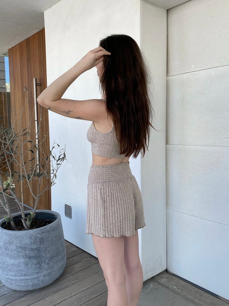 Dawn Smocked Rib Short in Iced Coffee by Z SUPPLY