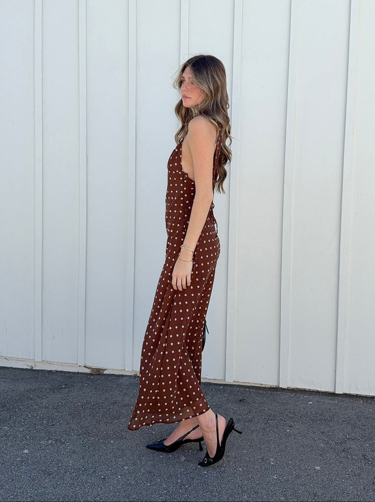 Bronte Polka Dot Maxi Dress with Scarf