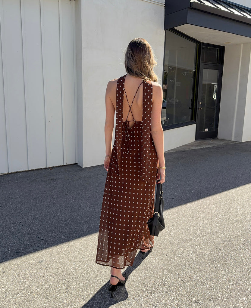 Bronte Polka Dot Maxi Dress with Scarf