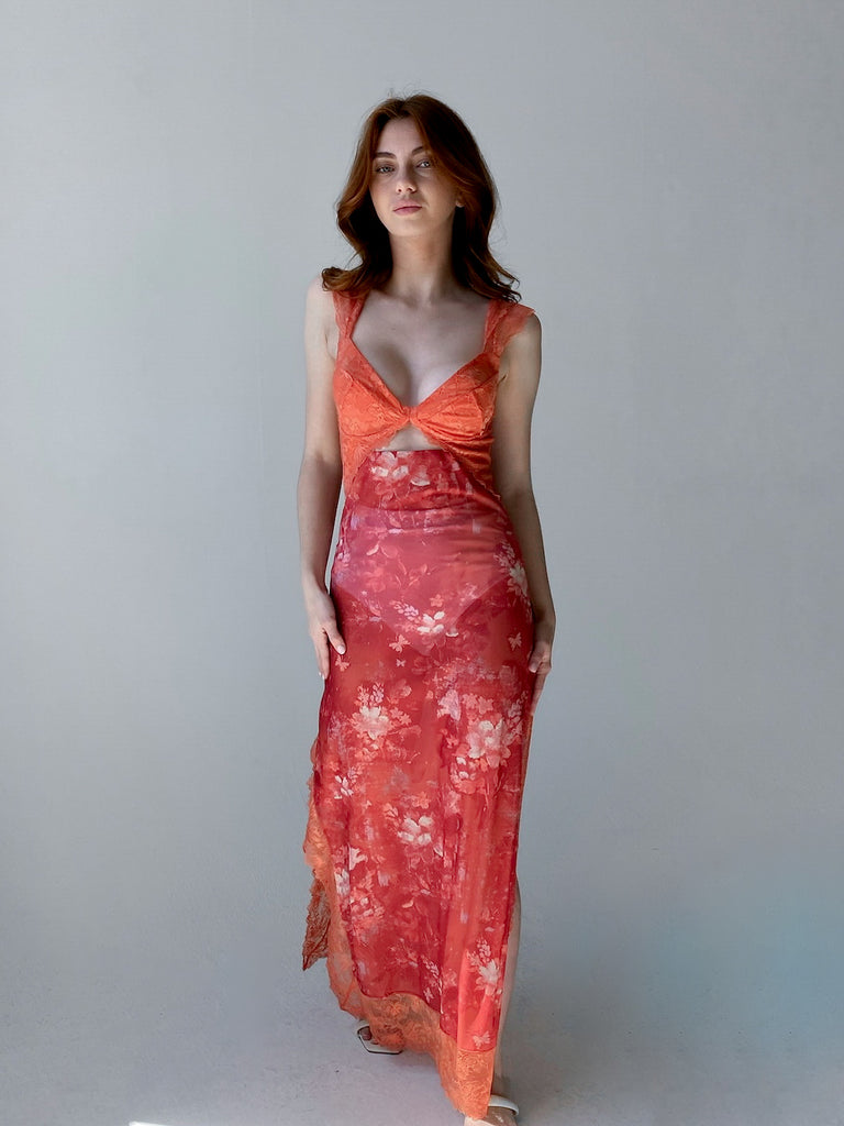 Suddenly Fine Maxi Dress in Apricot Combo by FREE PEOPLE