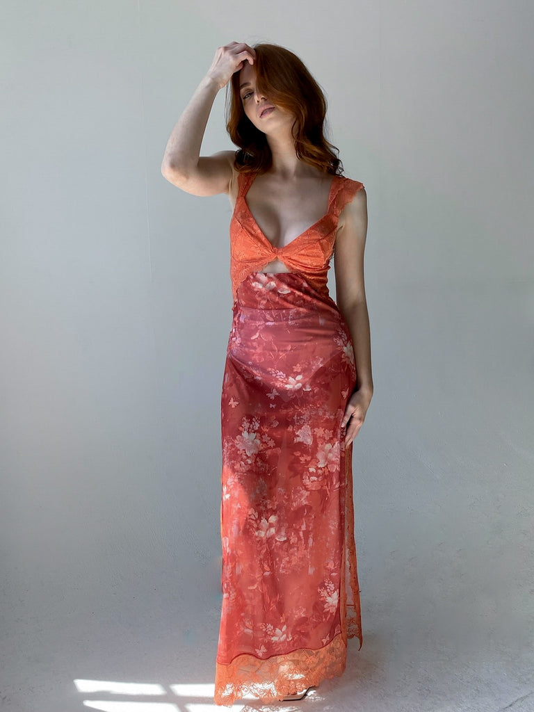 Suddenly Fine Maxi Dress in Apricot Combo by FREE PEOPLE