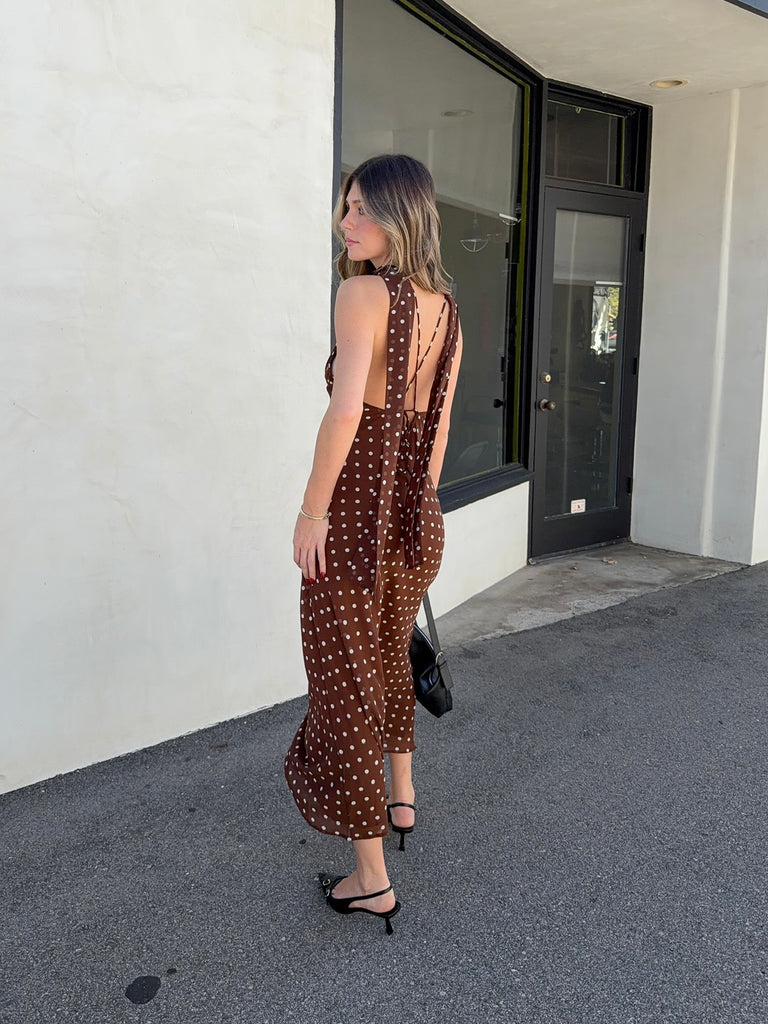 Bronte Polka Dot Maxi Dress with Scarf