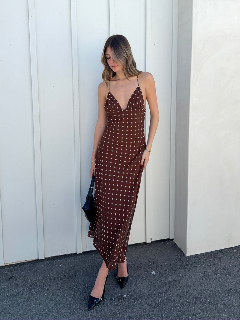 Bronte Polka Dot Maxi Dress with Scarf