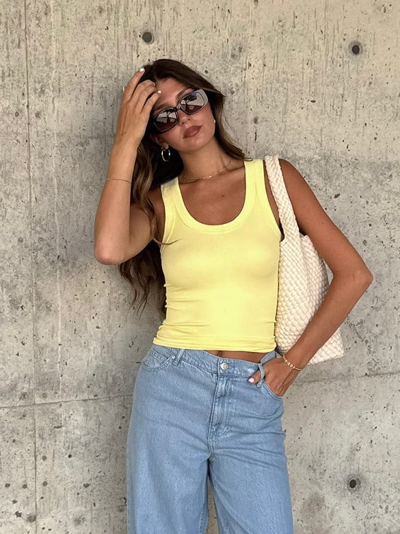 Becca Reversible Tank in Baby Yellow