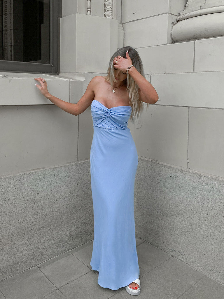 Yara Strapless Maxi Dress in Blue