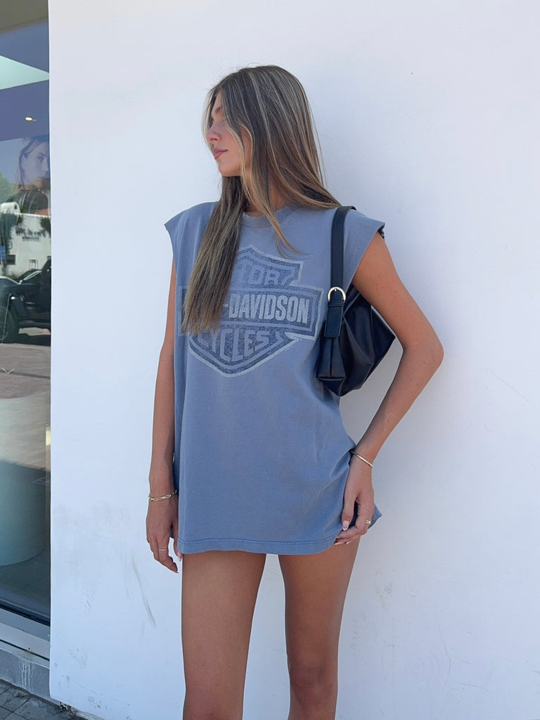 OG Harley Muscle Tank in Vintage Blue