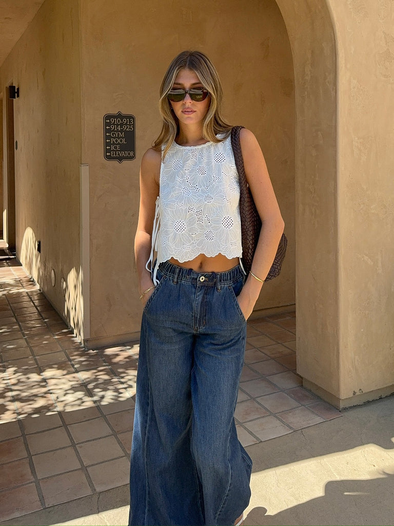 Kadence Eyelet Tank in White