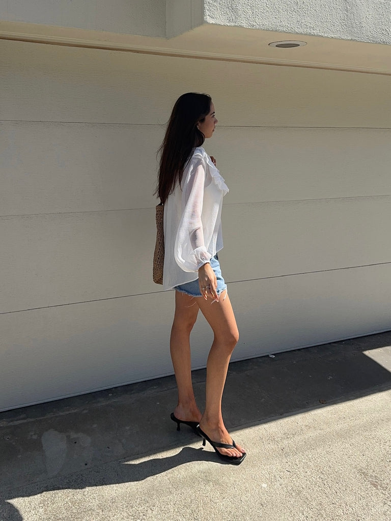 Stevie Ruffle Blouse in White