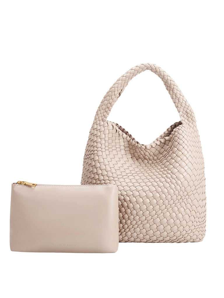 Johanna Vegan Leather Large Shoulder Bag in Ivory