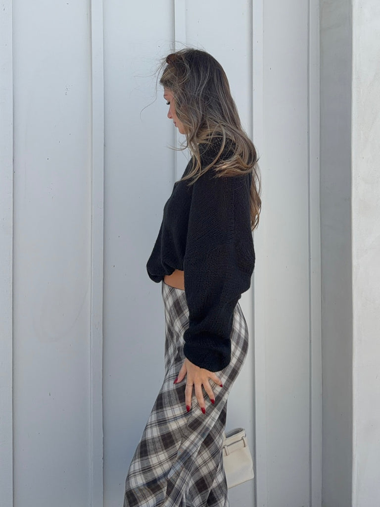 Europa Plaid Midi Skirt in Black by Z SUPPLY