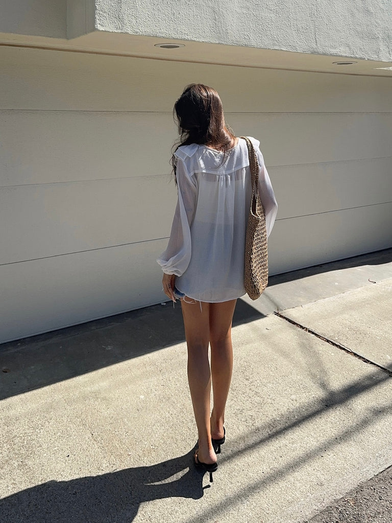 Stevie Ruffle Blouse in White