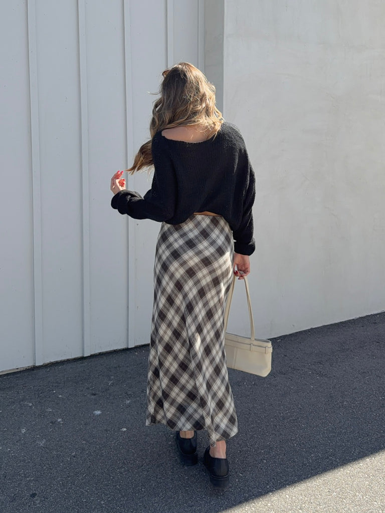 Europa Plaid Midi Skirt in Black by Z SUPPLY