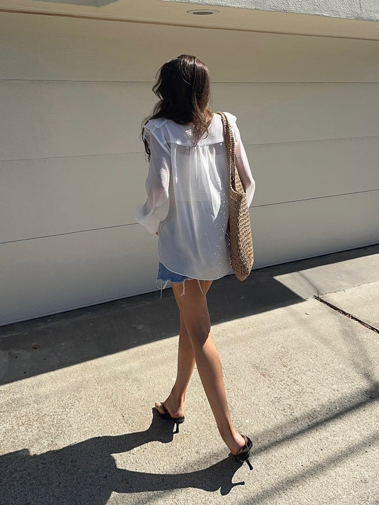 Stevie Ruffle Blouse in White