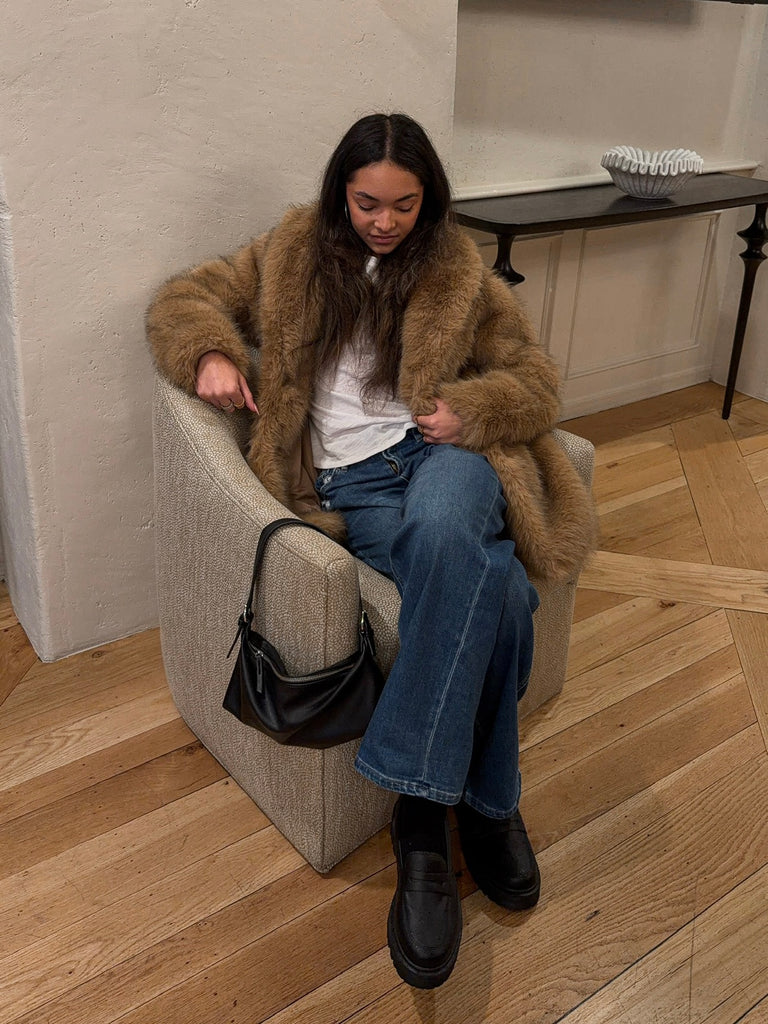 Logan Faux Fur Coat Mink | Rebel Violet