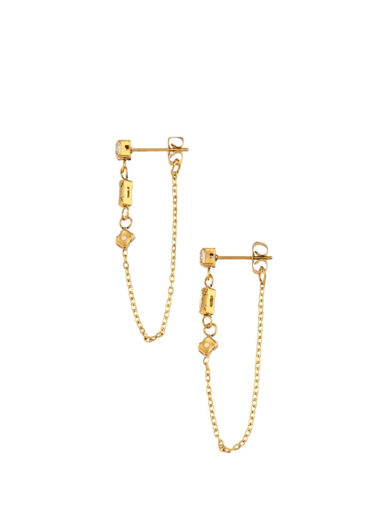 14K Levine Crystal Chain Earrings