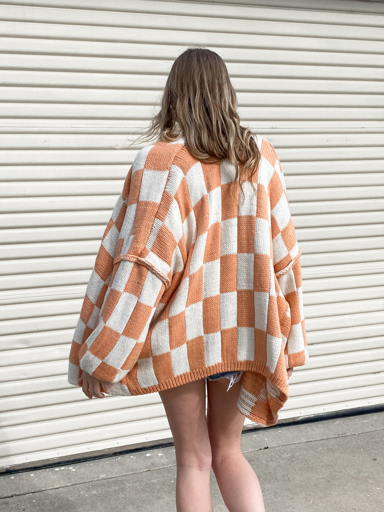 Checkmate Cardigan in Creamsicle