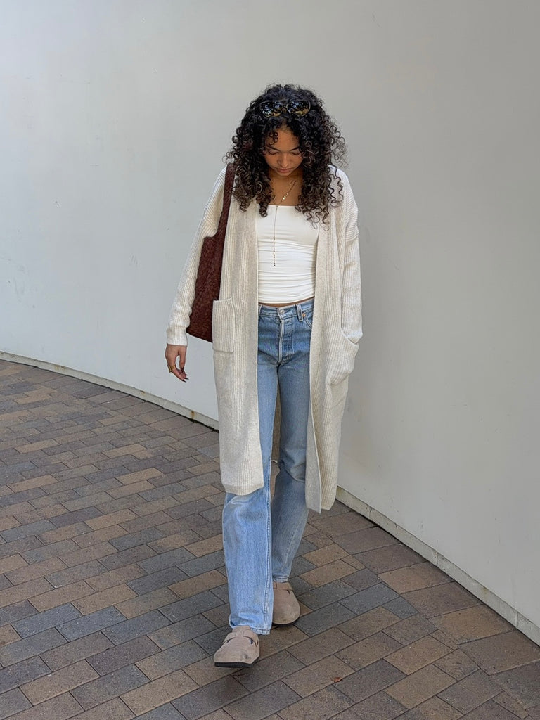 Walker Long Cardi in Milk Latte