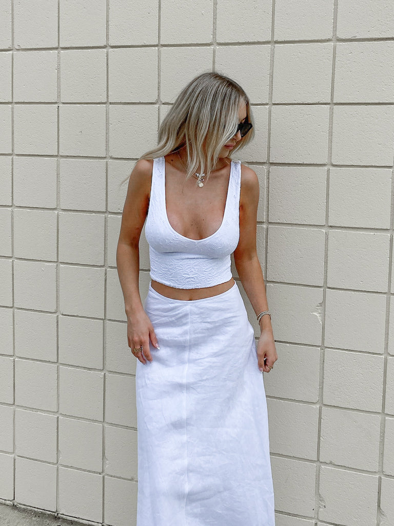 Loni V-Neck Tank in White