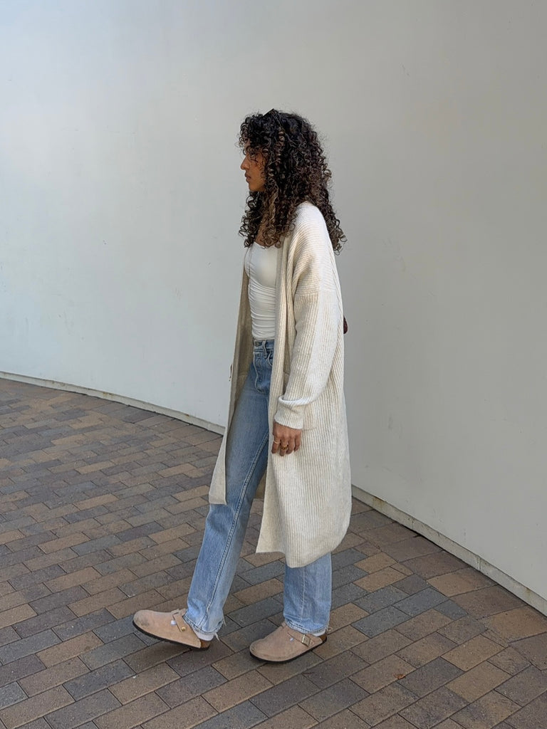 Walker Long Cardi in Milk Latte