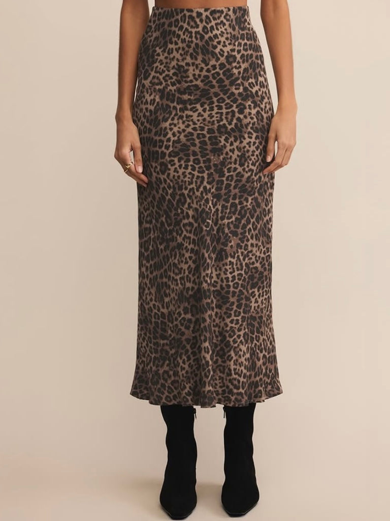 Izabel Leopard Skirt in Desert Tan by Z SUPPLY