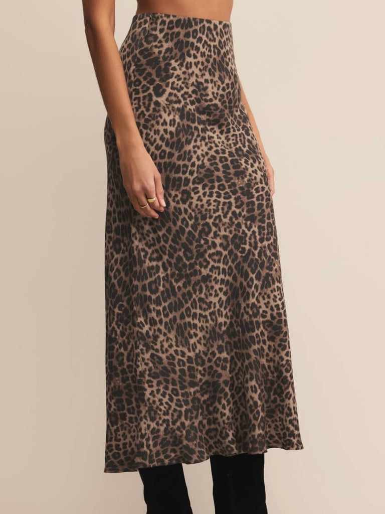 Izabel Leopard Skirt in Desert Tan by Z SUPPLY