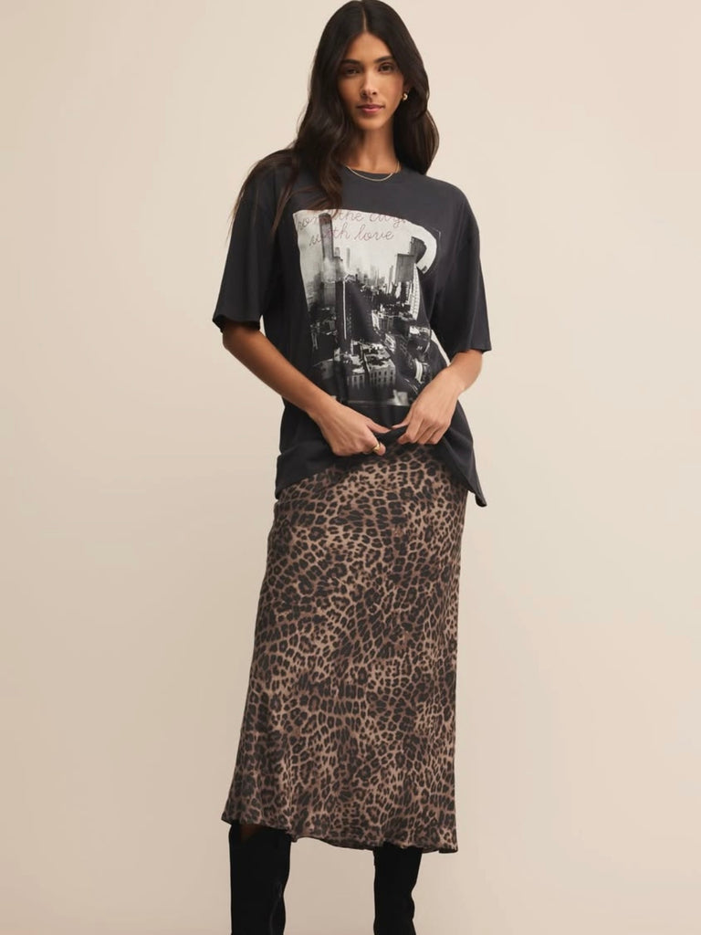 Izabel Leopard Skirt in Desert Tan by Z SUPPLY