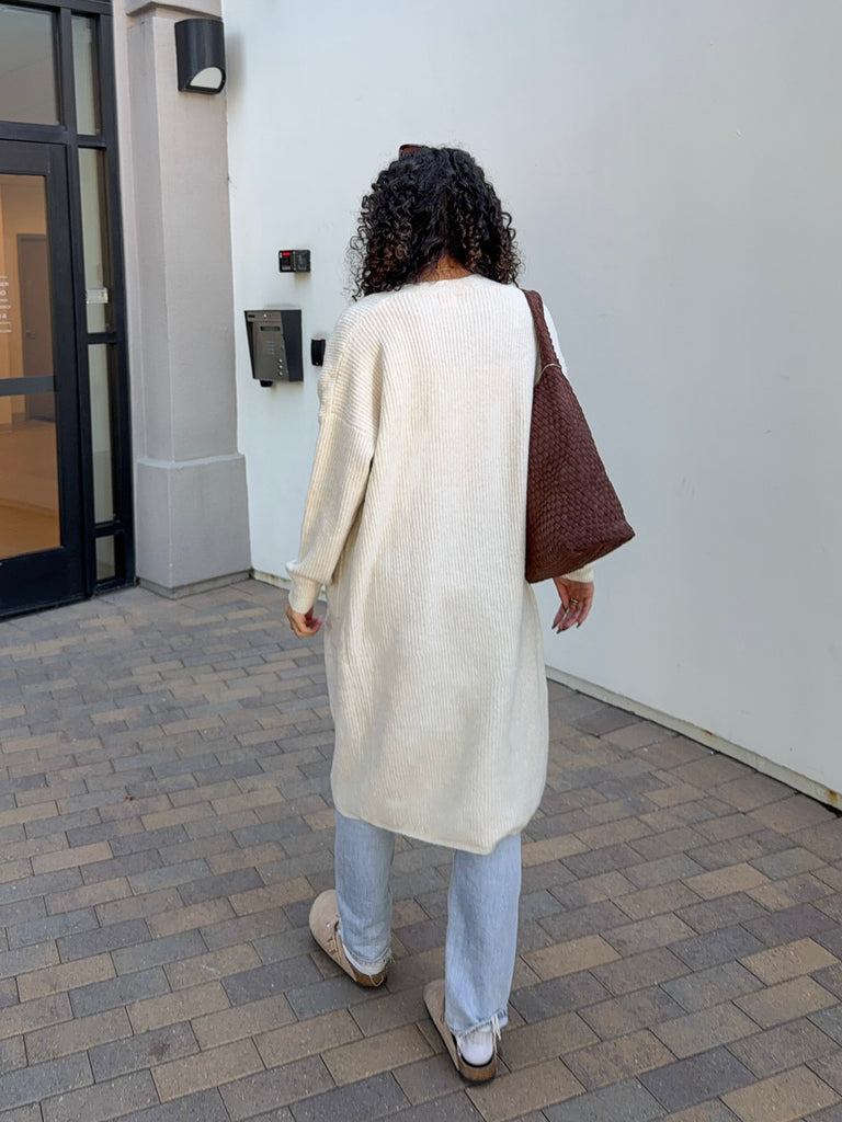 Walker Long Cardi in Milk Latte