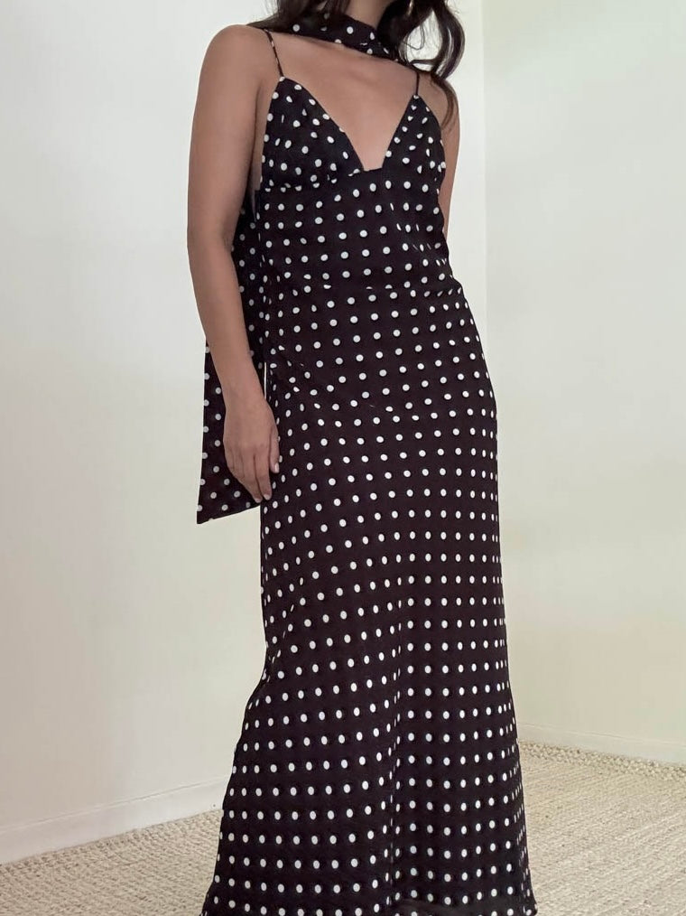 Bronte Polka Dot Maxi Dress with Scarf