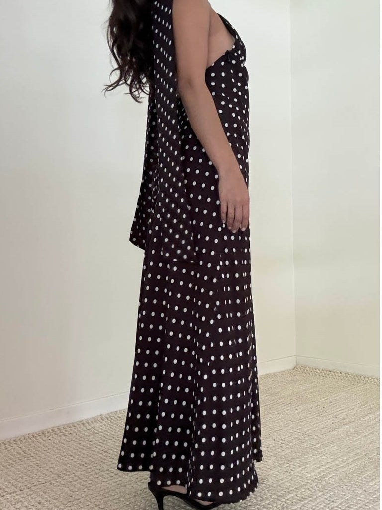 Bronte Polka Dot Maxi Dress with Scarf