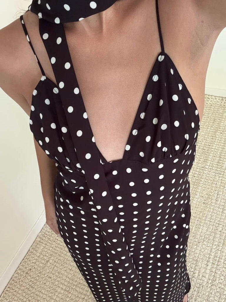 Bronte Polka Dot Maxi Dress with Scarf