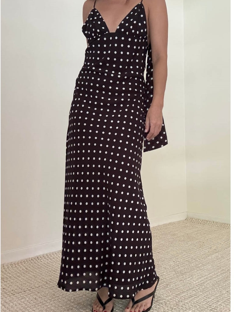 Bronte Polka Dot Maxi Dress with Scarf