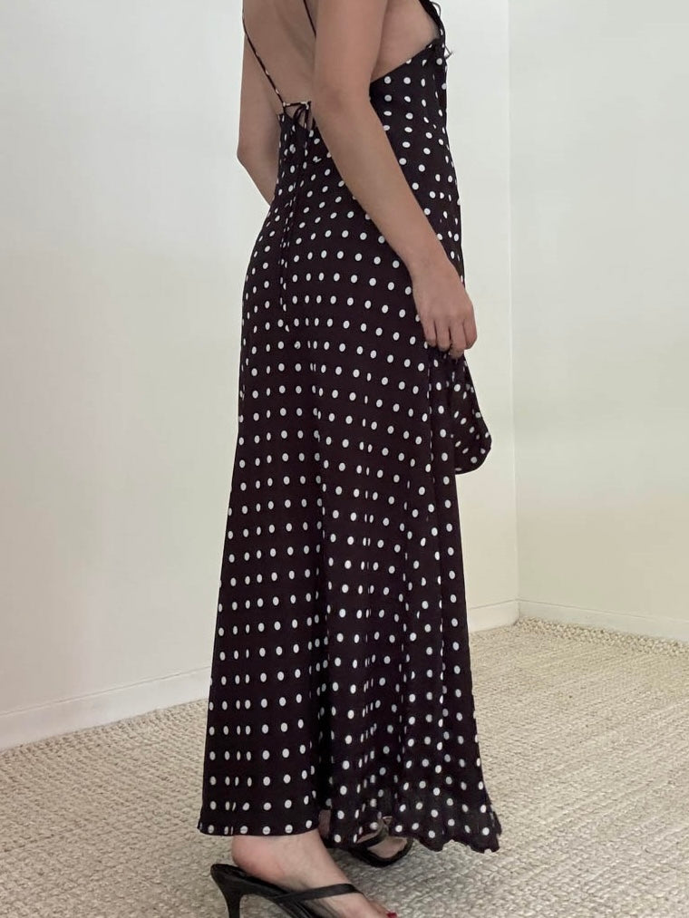 Bronte Polka Dot Maxi Dress with Scarf
