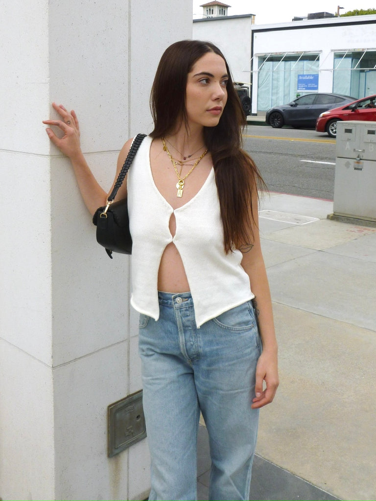 Clifton Knit Vest in Ivory