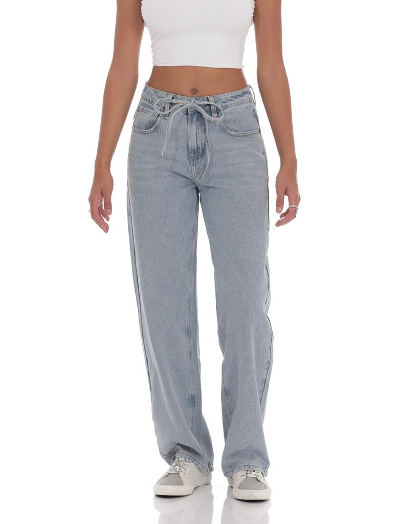 Drawstring Denim Jeans in Blue
