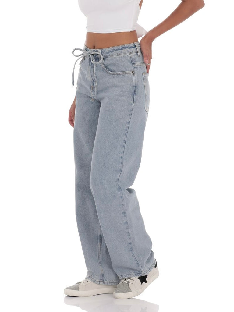 Drawstring Denim Jeans in Blue